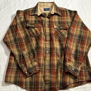 Sears Men's Autumn Plaid Flannel Button Down Shirt